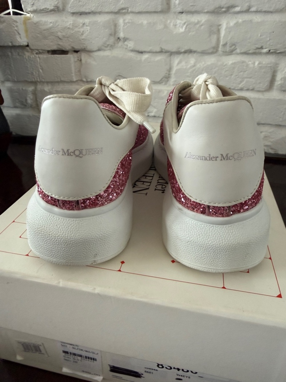 Alexander McQueen Women’s Galaxy Glitter Bubblegum Pink Low-Top Sneakers 36.5 - Picture 6 of 12